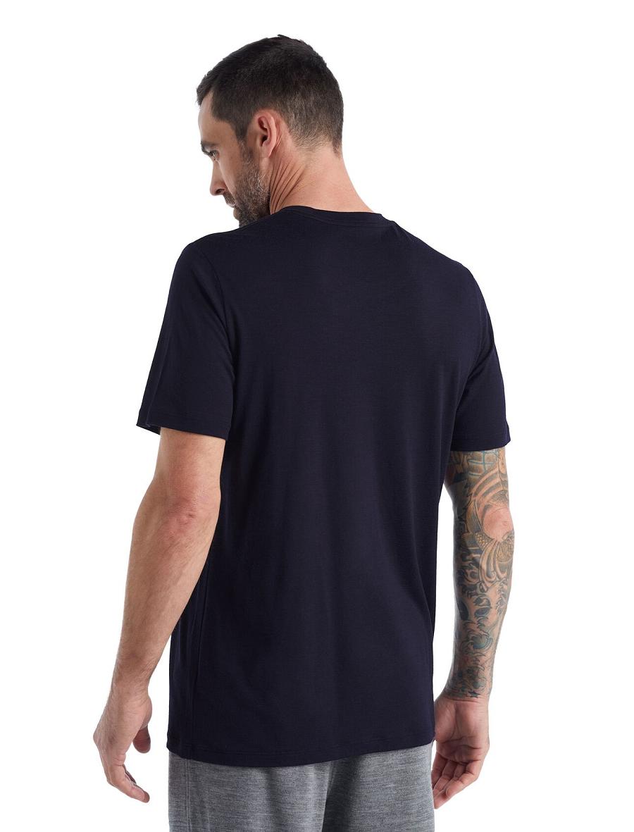 T Shirts Icebreaker Merino Tech Lite II Corta Sleeve Tee Homme Bleu Marine | FR 1166ZUTG